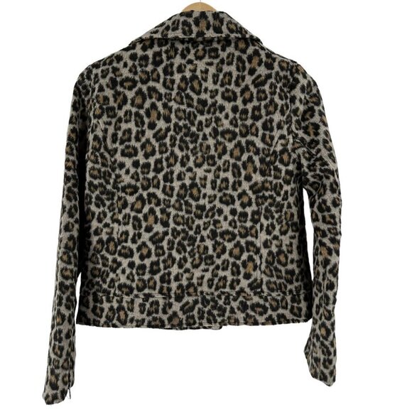 Cupcakes & Cashmere Jacket Moto‎ Leopard Print Zip Up Gray Black Women's Size S - Picture 4 of 9